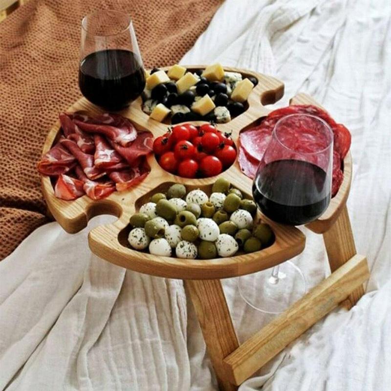 💥Wooden Outdoor Folding Charcuterie Table💥With Glass Holder